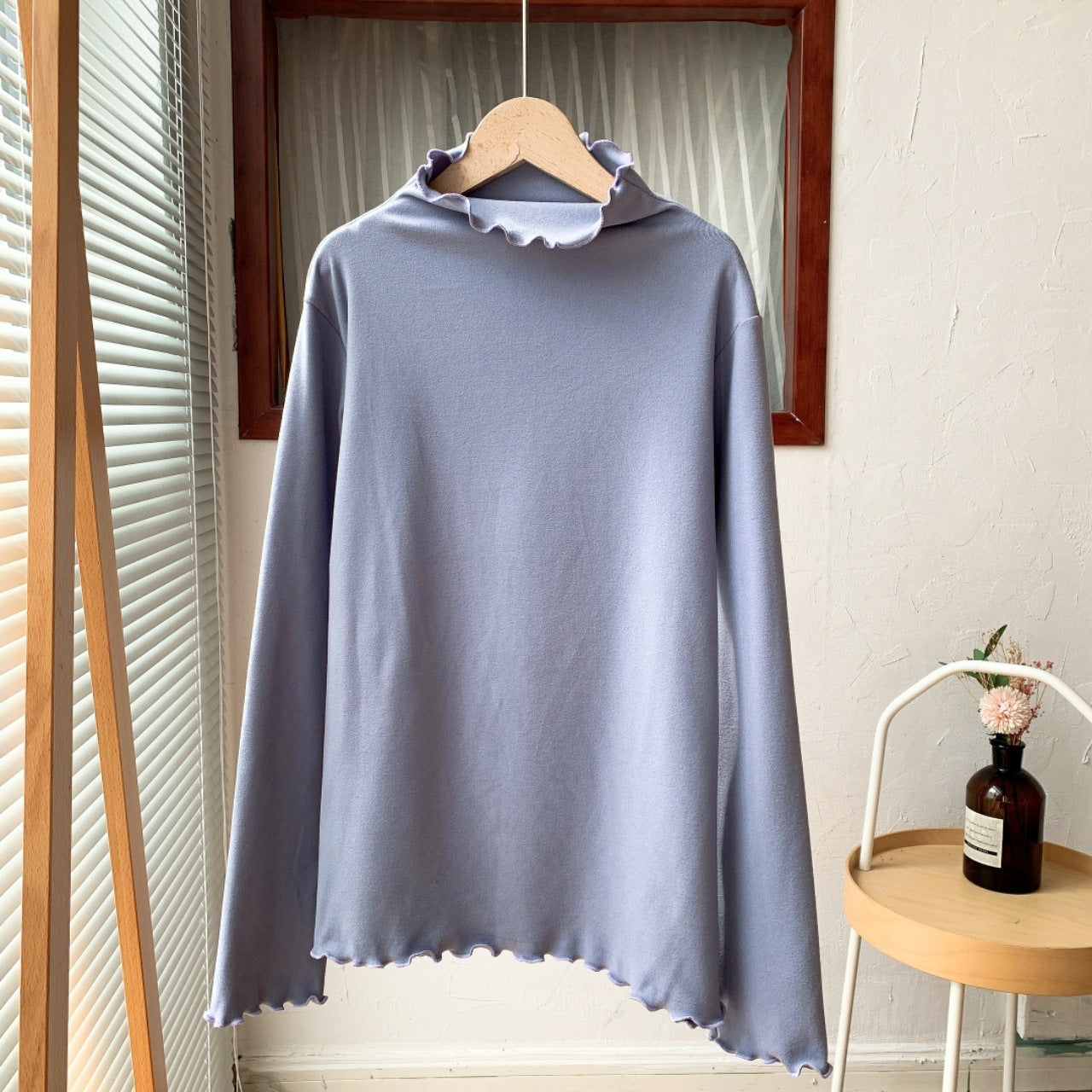 Half-high Collar Long Sleeves Solid Color Inner Wear Slim Fit Warm Dralon Top